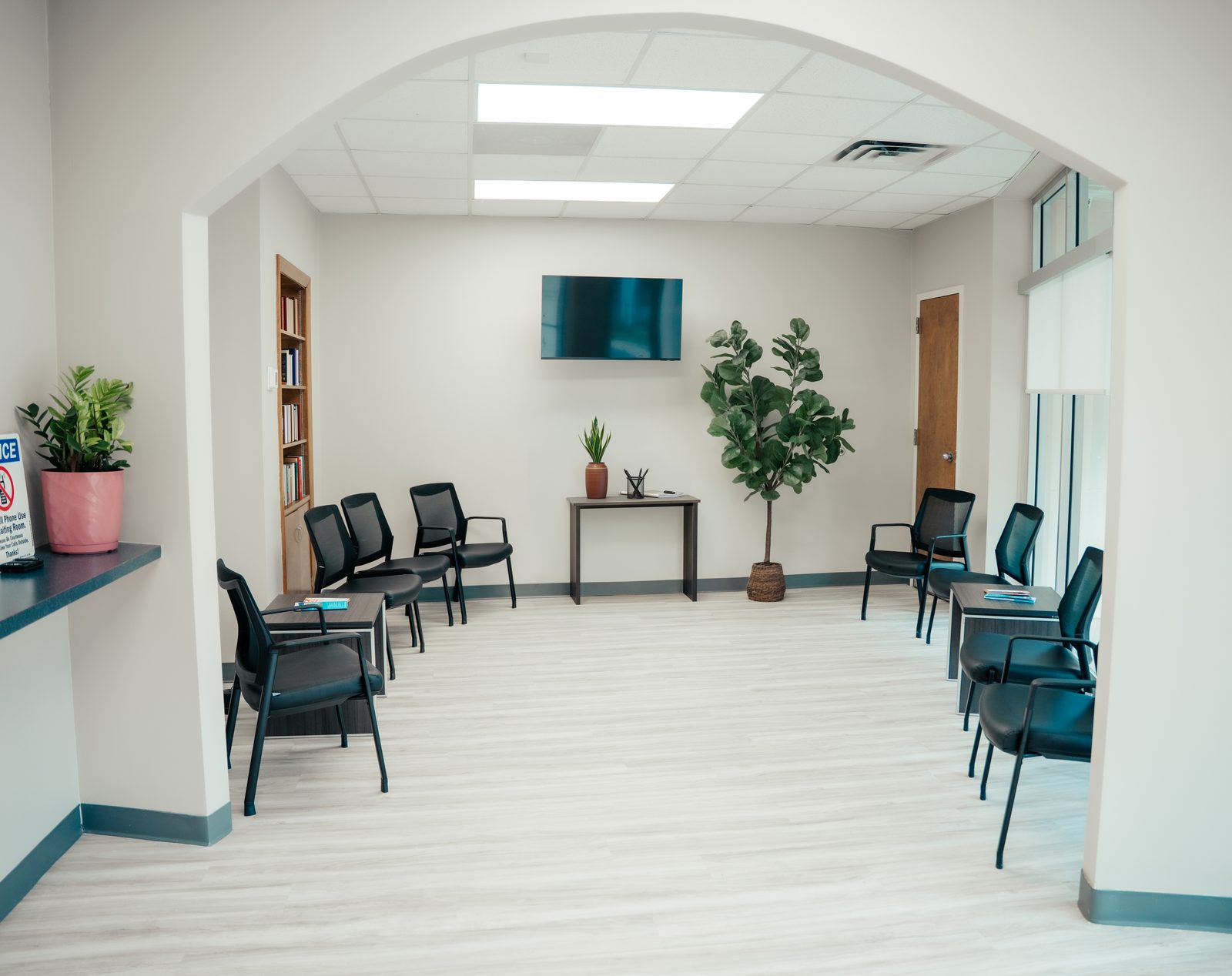 The waiting room at Pivot Health & Lifestyle, with seating and natural light